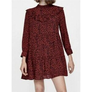 zara premium black and red leopard print dress